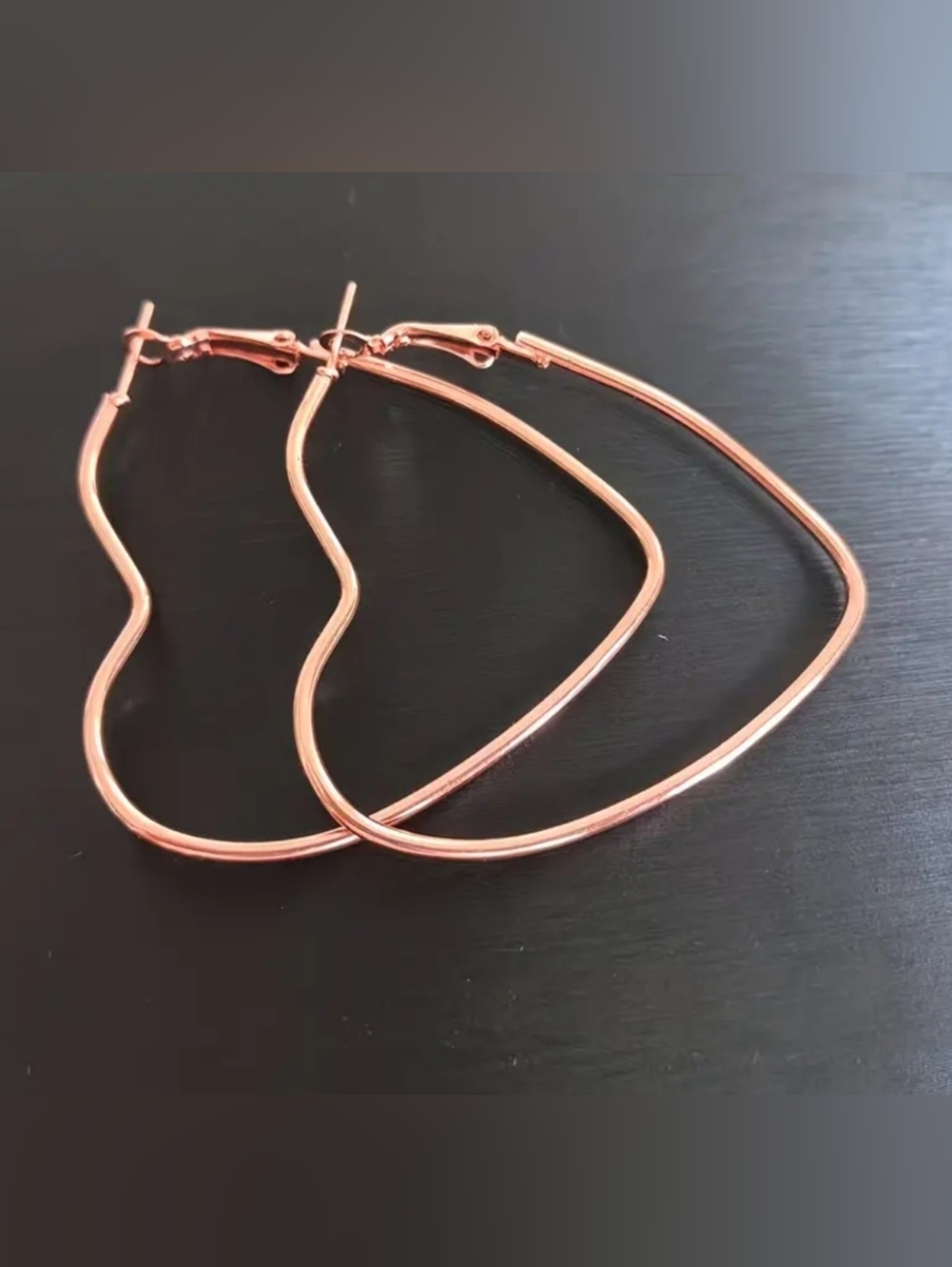 Rose Gold Heart Hoop Earrings - Women Jewelry